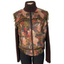 Floral Print Brown Faux Fur Coat Women’s Casual Zipper Closure Size M