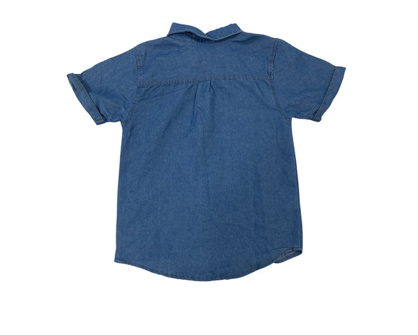 Ben Sherman Boys Short Sleeve Denim Shirt Blue Button-Up Size S - New