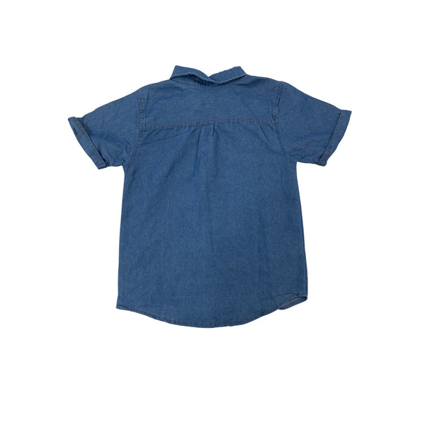 Ben Sherman Boys Short Sleeve Denim Shirt Blue Button-Up Size S - New