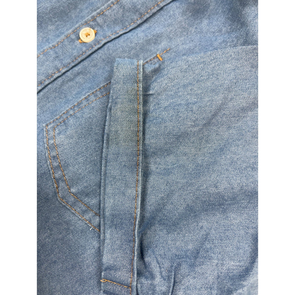 Ben Sherman Boys Short Sleeve Denim Shirt Blue Button-Up Size S - New
