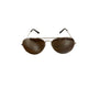 Aviator-Style Metal Frame Sunglasses With Brown Tinted Lenses & Black Plastic Coated Arms