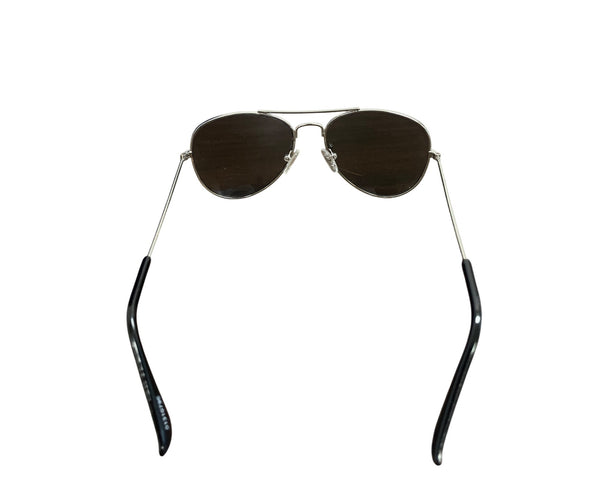 Aviator-Style Metal Frame Sunglasses With Brown Tinted Lenses & Black Plastic Coated Arms