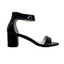 Amiana Women’s Black Patent Faux Leather Ankle Strap Block Heel Sandals Sz 7.5