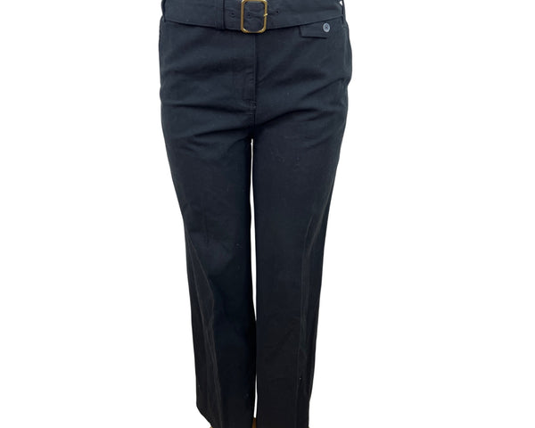 Liz Claiborne Womens Black Belted Straight-Leg Pants Sz 6