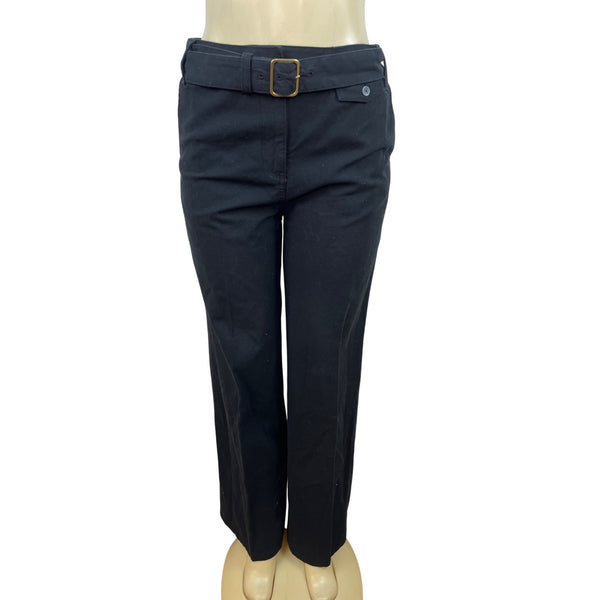 Liz Claiborne Womens Black Belted Straight-Leg Pants Sz 6