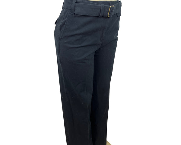 Liz Claiborne Womens Black Belted Straight-Leg Pants Sz 6