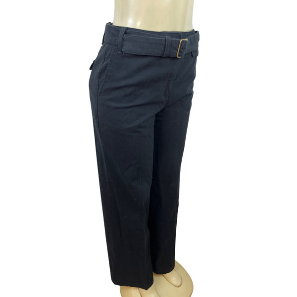 Liz Claiborne Womens Black Belted Straight-Leg Pants Sz 6