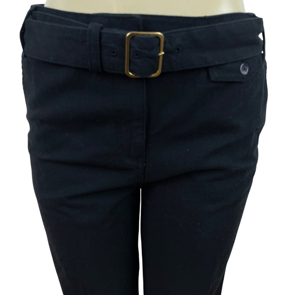 Liz Claiborne Womens Black Belted Straight-Leg Pants Sz 6