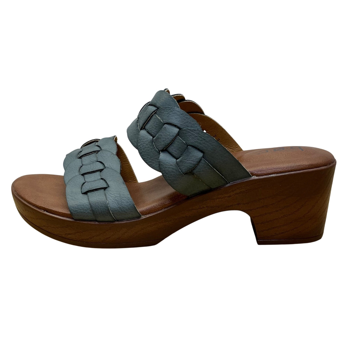 B.O.C. Women’s Blue Woven Strap Cushioned Footbed Wood-Look Heel Sandals Sz 7M