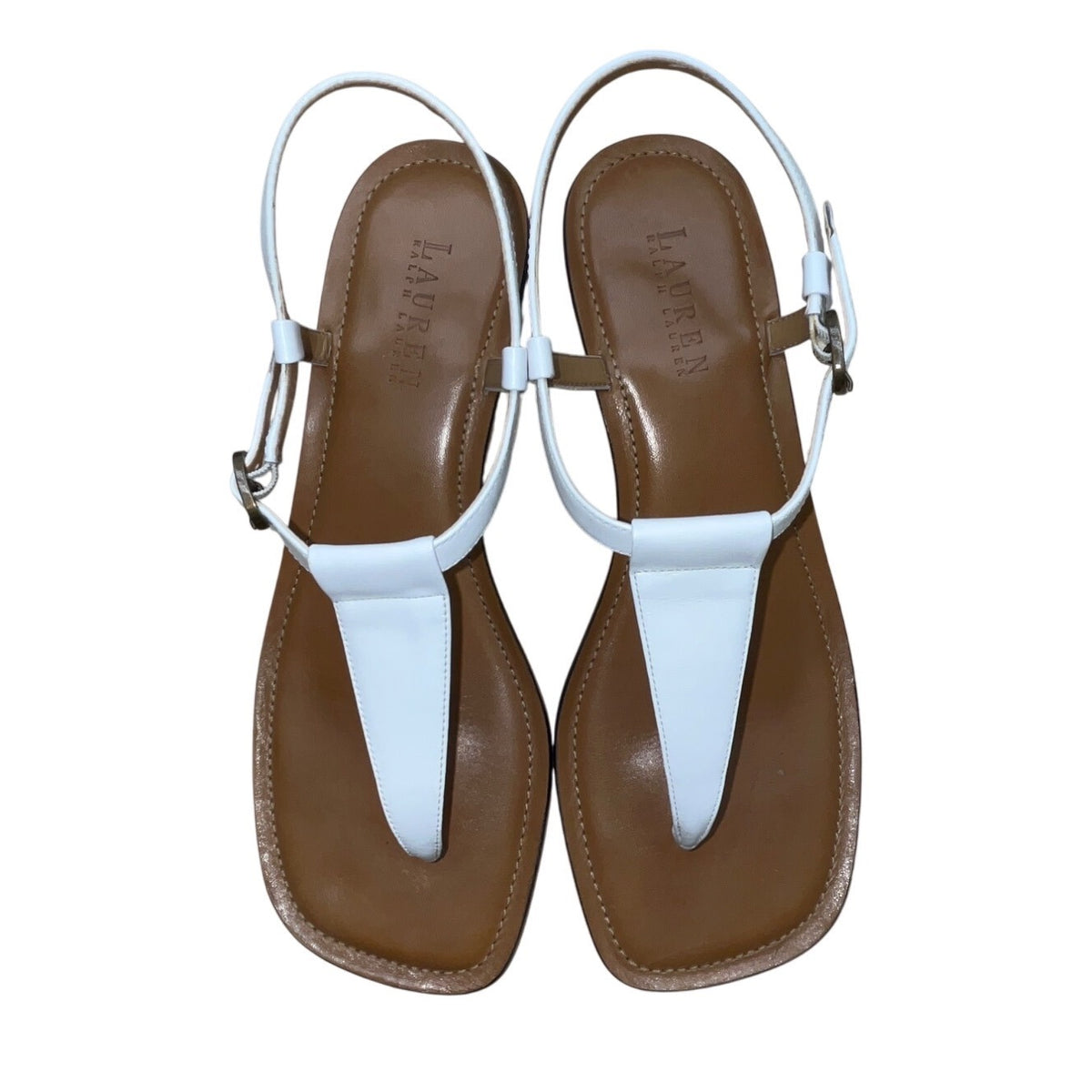 Lauren Ralph Lauren Women's White Napa Leather Fabiola Heeled Sandals Sz 10B
