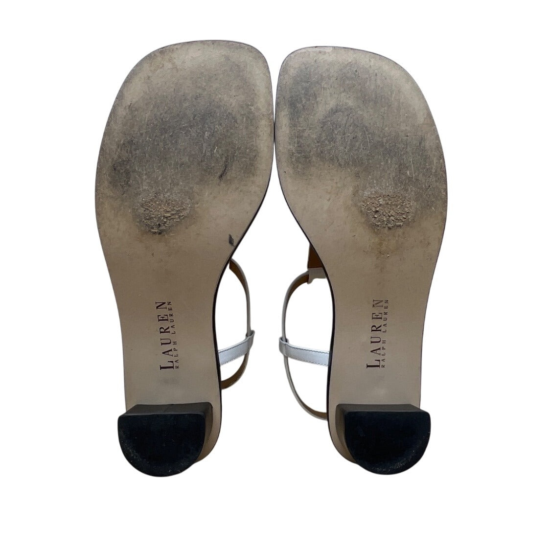 Lauren Ralph Lauren Women's White Napa Leather Fabiola Heeled Sandals Sz 10B