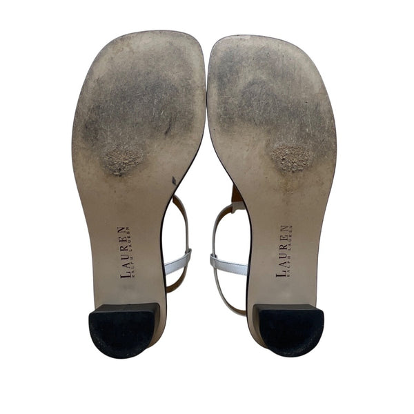 Lauren Ralph Lauren Women's White Napa Leather Fabiola Heeled Sandals Sz 10B