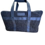Pierre Cardin Blue & Black Tweed Tote Bag With Faux Leather Trim Size L