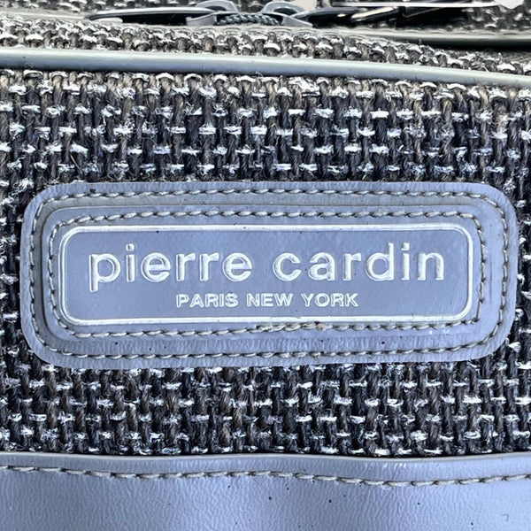 Pierre Cardin Blue & Black Tweed Tote Bag With Faux Leather Trim Size L