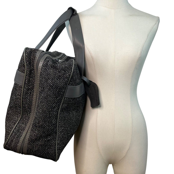 Pierre Cardin Blue & Black Tweed Tote Bag With Faux Leather Trim Size L