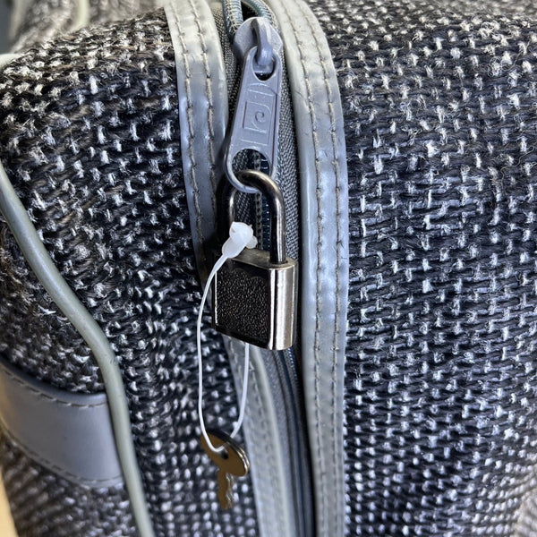 Pierre Cardin Blue & Black Tweed Tote Bag With Faux Leather Trim Size L