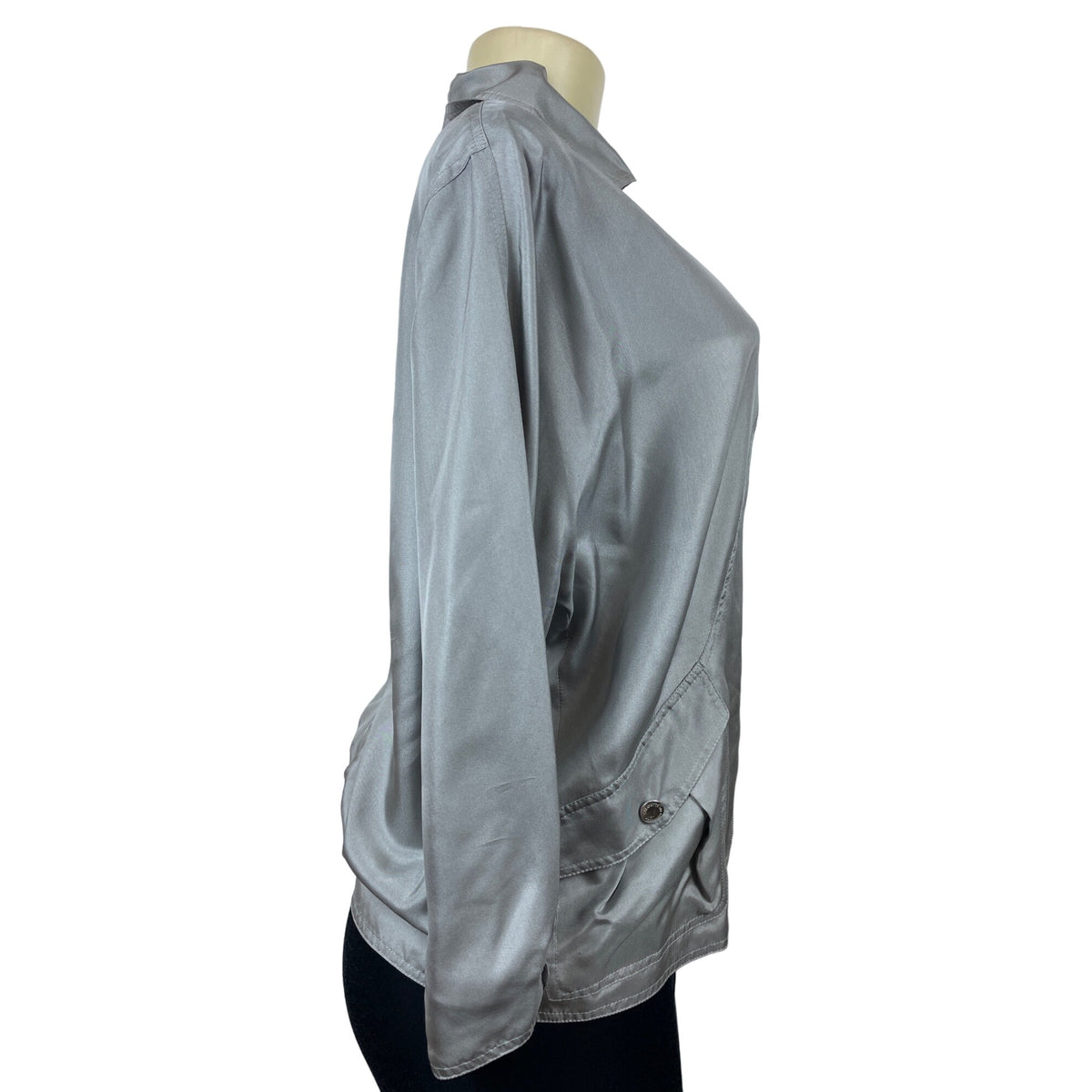 Lafayette 148 Women's Satin Gray Zip Up Jacket Size M