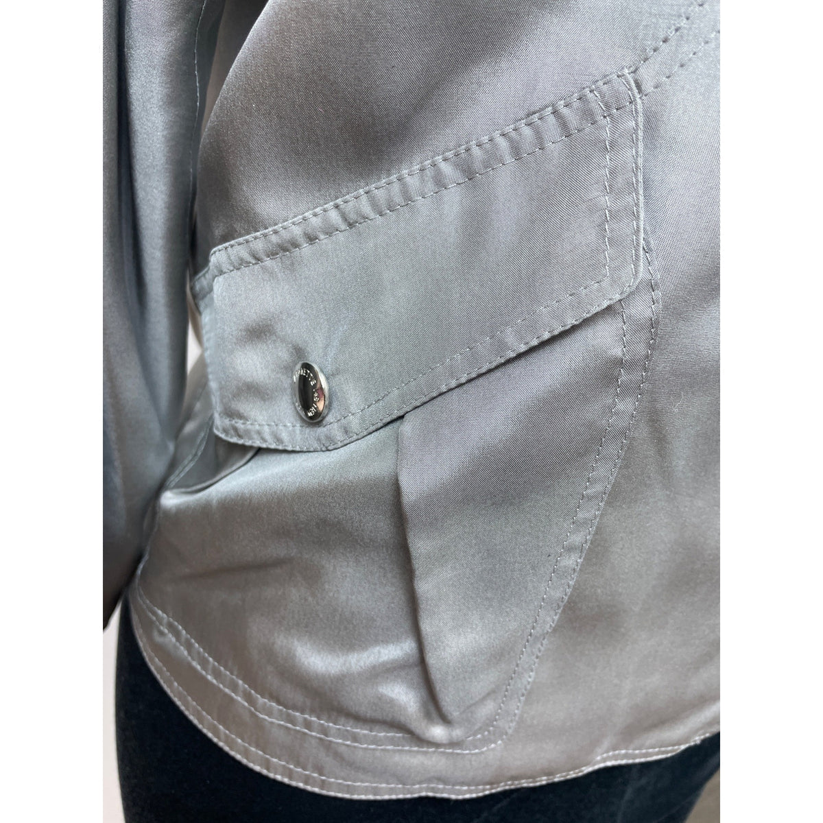 Lafayette 148 Women's Satin Gray Zip Up Jacket Size M