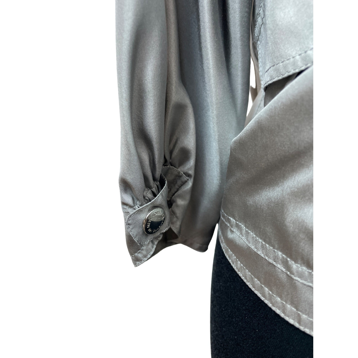 Lafayette 148 Women's Satin Gray Zip Up Jacket Size M