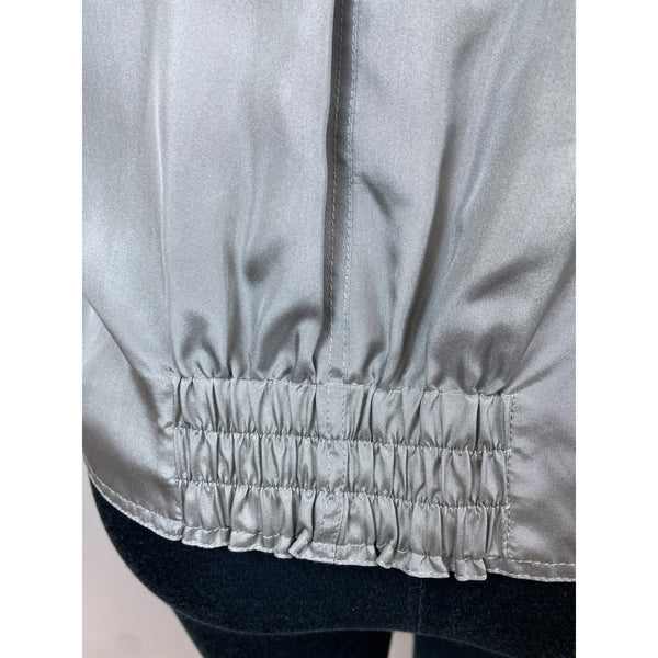 Lafayette 148 Women's Satin Gray Zip Up Jacket Size M