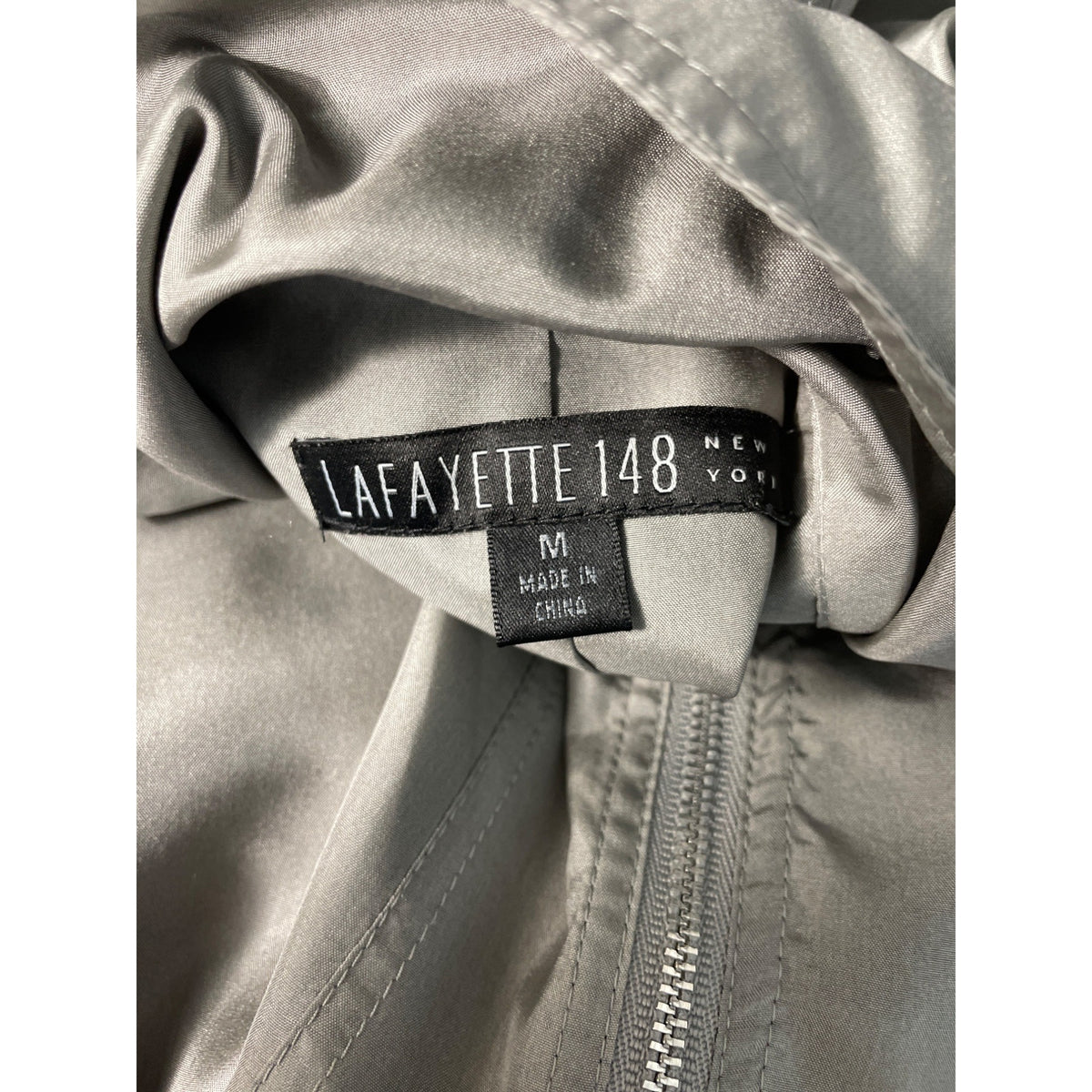 Lafayette 148 Women's Satin Gray Zip Up Jacket Size M
