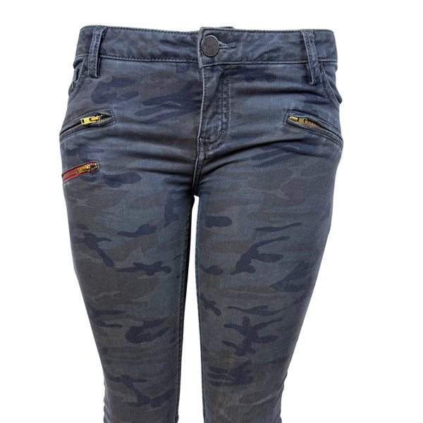 Etienne Marcel Womens Camo Cotton/Elastane Skinny Pants Zipper Detail Size 28
