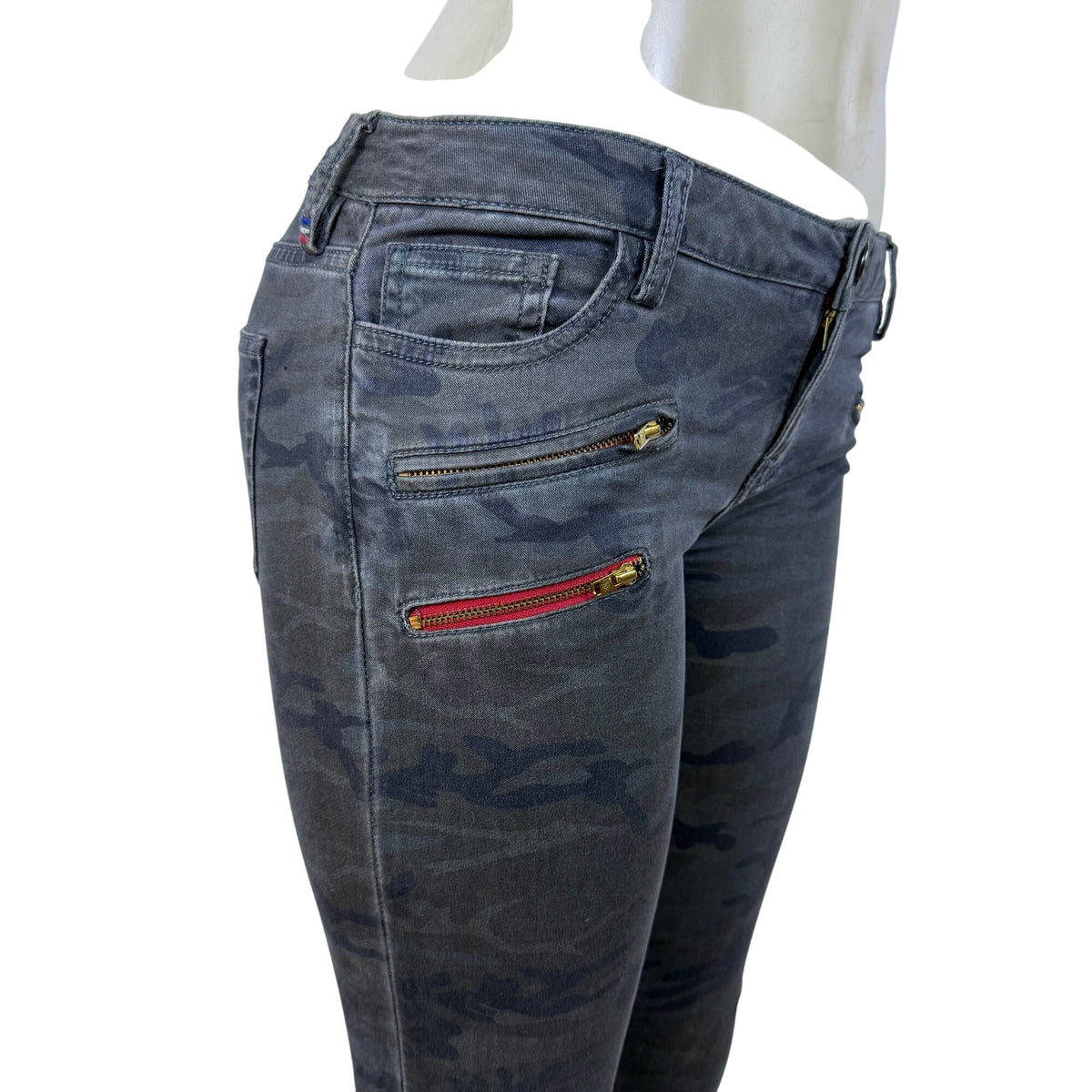 Etienne Marcel Womens Camo Cotton/Elastane Skinny Pants Zipper Detail Size 28