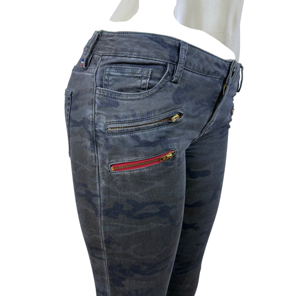 Etienne Marcel Womens Camo Cotton/Elastane Skinny Pants Zipper Detail Size 28