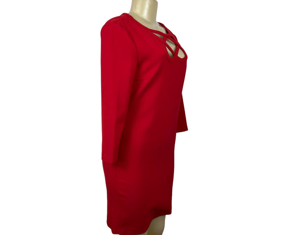 Diane von Furstenberg Women's Red Long Sleeve Shirt Dress Sz 4 - NWT