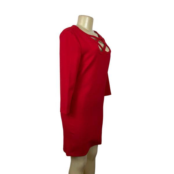 Diane von Furstenberg Women's Red Long Sleeve Shirt Dress Sz 4 - NWT