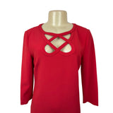 Diane von Furstenberg Women's Red Long Sleeve Shirt Dress Sz 4 - NWT