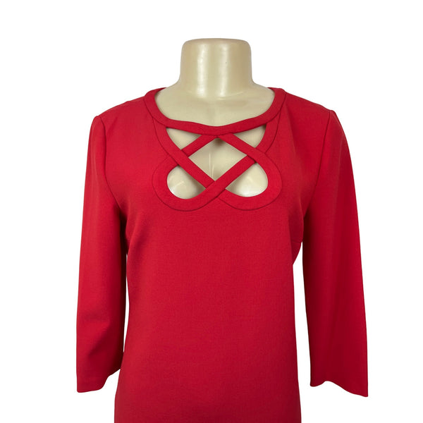 Diane von Furstenberg Women's Red Long Sleeve Shirt Dress Sz 4 - NWT