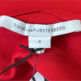 Diane von Furstenberg Women's Red Long Sleeve Shirt Dress Sz 4 - NWT