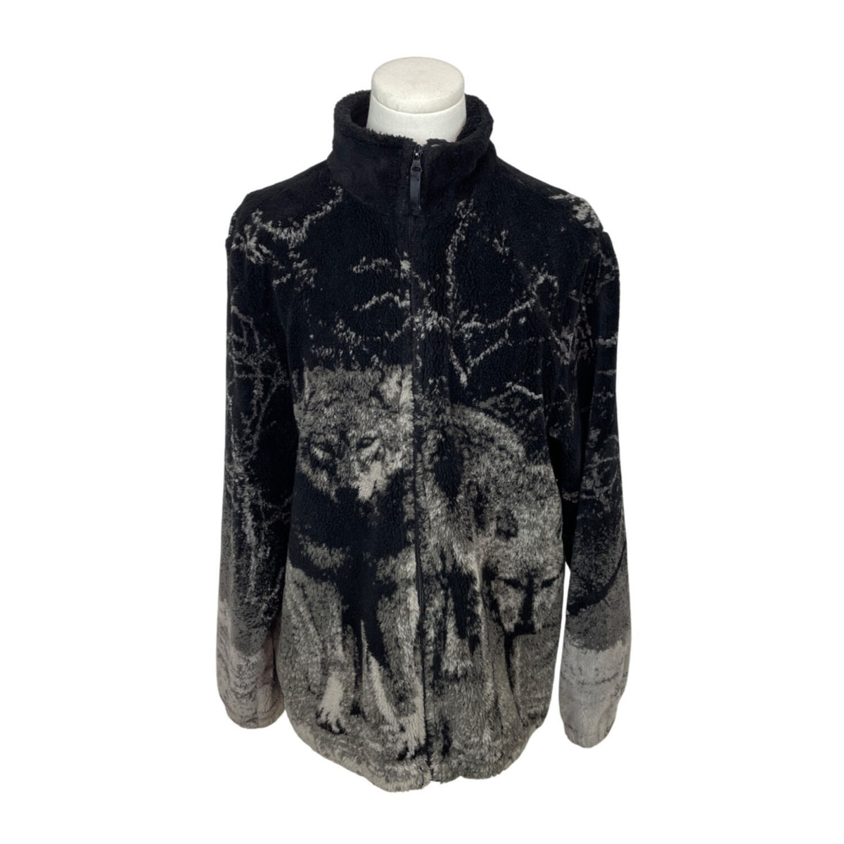 Cruise Wear & Co Womens Black & Grey Wolf Fleece Jacket Size M