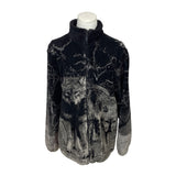 Cruise Wear & Co Womens Black & Grey Wolf Fleece Jacket Size M