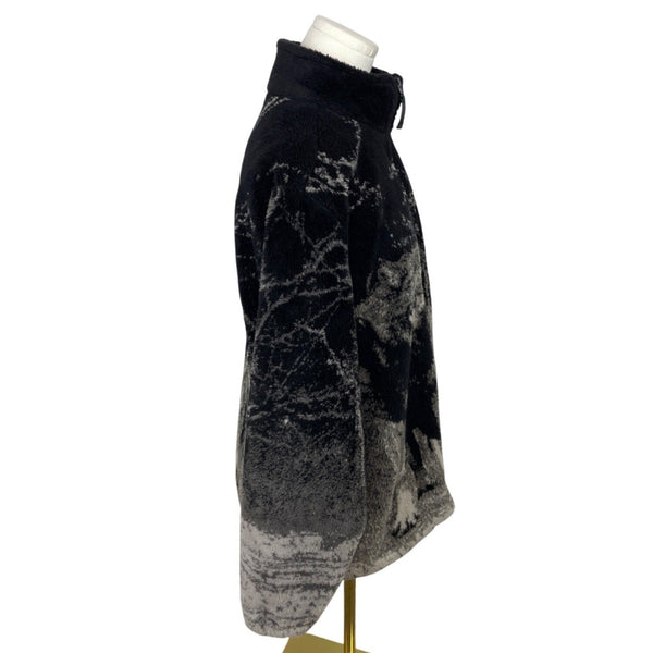 Cruise Wear & Co Womens Black & Grey Wolf  Fleece Jacket Size M