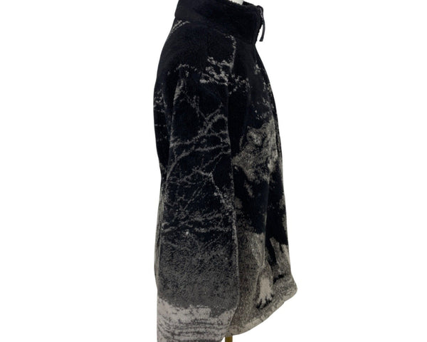 Cruise Wear & Co Womens Black & Grey Wolf Fleece Jacket Size M