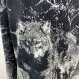 Cruise Wear & Co Womens Black & Grey Wolf Fleece Jacket Size M