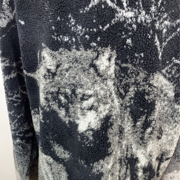 Cruise Wear & Co Womens Black & Grey Wolf Fleece Jacket Size M