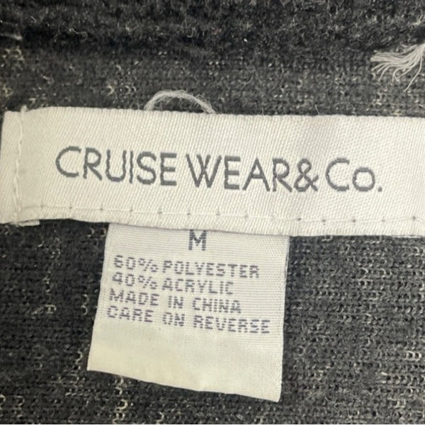 Cruise Wear & Co Womens Black & Grey Wolf Fleece Jacket Size M