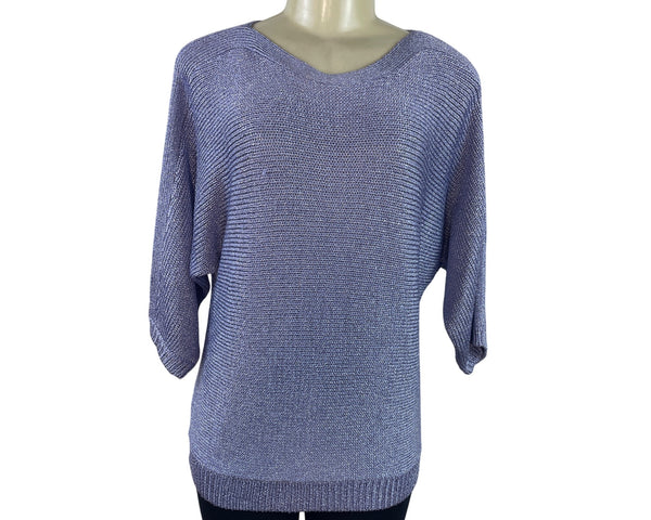 Chicos Women's Frosted Violet Pullover Sweater With Elbow Sleeves Size 2