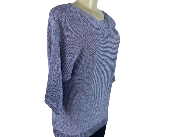 Chicos Women's Frosted Violet Pullover Sweater With Elbow Sleeves Size 2