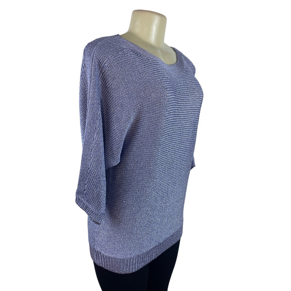 Chicos Women's Frosted Violet Pullover Sweater With Elbow Sleeves Sz 2 - New
