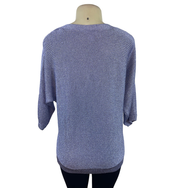 Chicos Women's Frosted Violet Pullover Sweater With Elbow Sleeves Sz 2 - New
