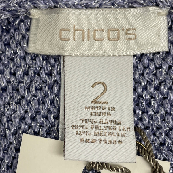 Chicos Women's Frosted Violet Pullover Sweater With Elbow Sleeves Sz 2 - New