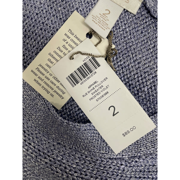 Chicos Women's Frosted Violet Pullover Sweater With Elbow Sleeves Sz 2 - New