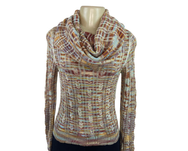 Missoni Womens Multicolor Knit Cowl Neck Long Sleeve Sweater Sz 6 - New