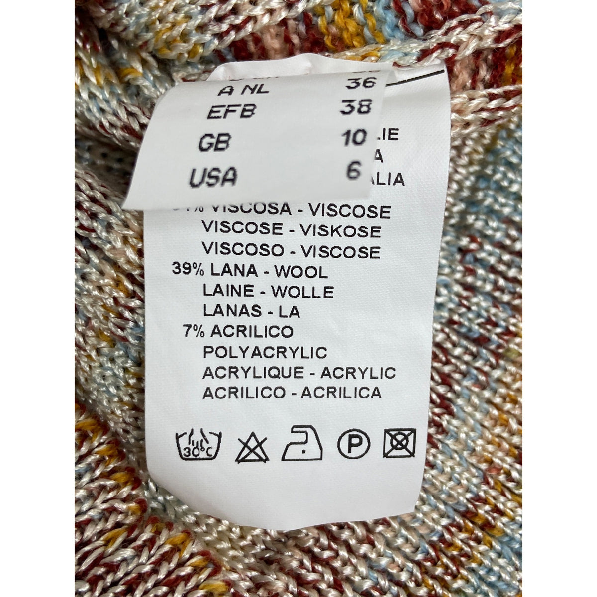 Missoni Womens Multicolor Knit Cowl Neck Long Sleeve Sweater Sz 6 - New