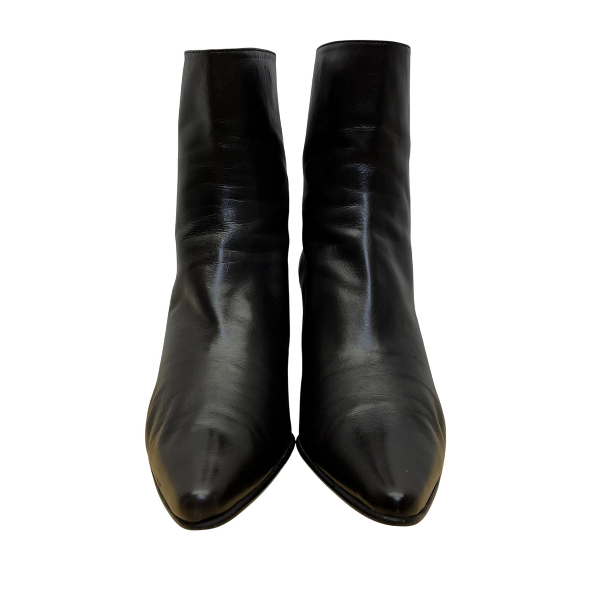 Stuart Weitzman Women’s Black Leather Back Zipper Heeled Ankle Boots Size 10M