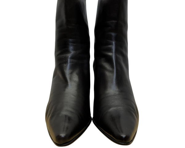 Stuart Weitzman Women’s Black Leather Back Zipper Heeled Ankle Boots Size 10M